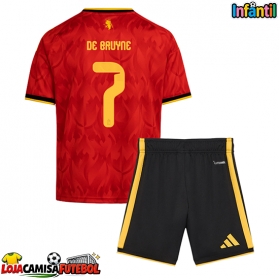 Camisa de Futebol Bélgica Kevin De Bruyne #7 Equipamento Principal Infantil Mundo 2026 Manga Curta (+ Calças curtas)